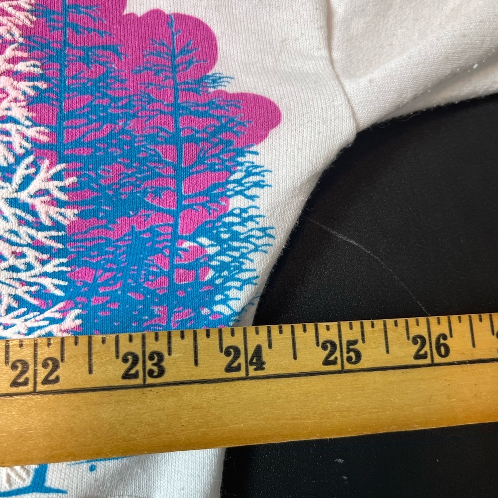 Vintage Snowy White and Pink Forest Print Sweatshirt - Picture 11 of 12